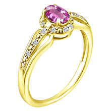 Load image into Gallery viewer, Exquisite Pink Sapphire Gemstone and Diamonds Ring in 14K Yellow Gold