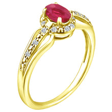 Load image into Gallery viewer, Exquisite Ruby Gemstone and Diamonds Ring in 14K Yellow Gold