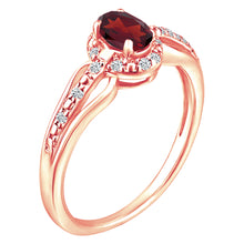 Load image into Gallery viewer, Exquisite Garnet Gemstone and Diamonds Ring in 14K Rose Gold