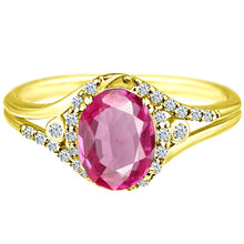 Load image into Gallery viewer, Exquisite 1.50 Carat Enhanced Pink Topaz Gemstone Ring with Diamonds in 14K Yellow Gold