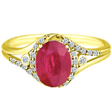 Load image into Gallery viewer, Exquisite 1.80 Carat Enhanced Ruby Gemstone Ring with Diamonds in 14K Yellow Gold