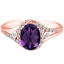 Load image into Gallery viewer, Exquisite 1.10 Carat Natural Amethyst Gemstone Ring with Diamonds in 14K Rose Gold