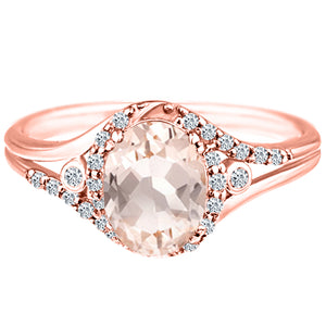 Exquisite 1.50 Carat Morganite Gemstone Ring with Diamonds in 14K Rose Gold