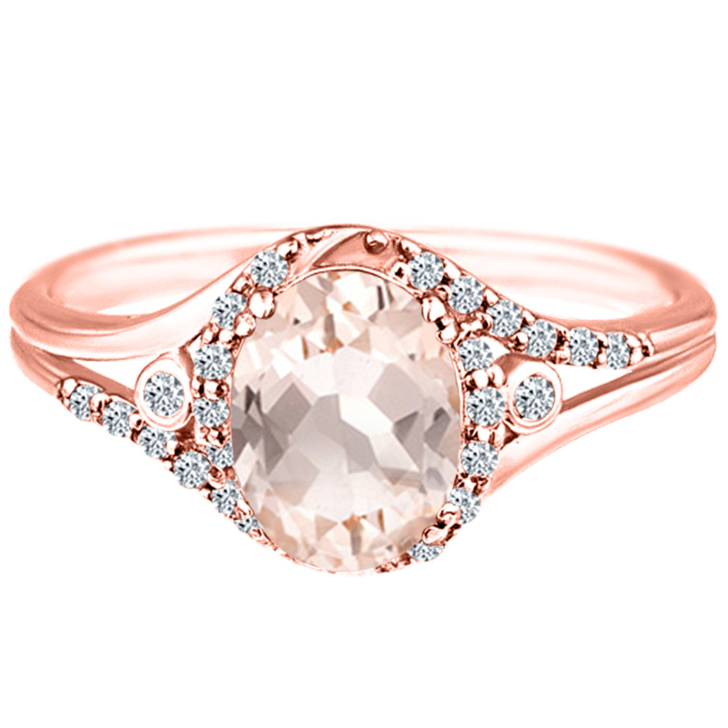 Exquisite 1.50 Carat Morganite Gemstone Ring with Diamonds in 14K Rose Gold