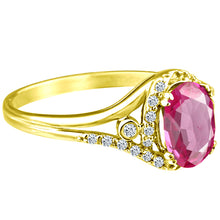 Load image into Gallery viewer, Exquisite 1.50 Carat Enhanced Pink Topaz Gemstone Ring with Diamonds in 14K Yellow Gold