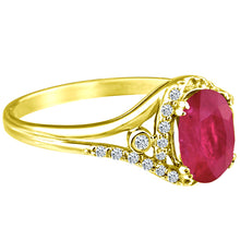 Load image into Gallery viewer, Exquisite 1.80 Carat Enhanced Ruby Gemstone Ring with Diamonds in 14K Yellow Gold