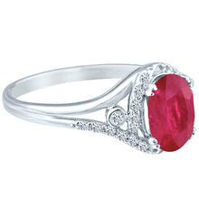 Load image into Gallery viewer, Exquisite 1.80 Carat Enhanced Ruby Gemstone Ring with Diamonds in 14K White Gold