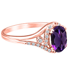 Load image into Gallery viewer, Exquisite 1.10 Carat Natural Amethyst Gemstone Ring with Diamonds in 14K Rose Gold