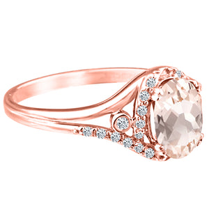 Exquisite 1.50 Carat Morganite Gemstone Ring with Diamonds in 14K Rose Gold