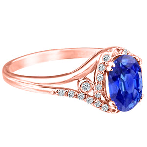 Exquisite 1.45 Carat Natural Tanzanite Gemstone Ring with Diamonds in 14K Rose Gold