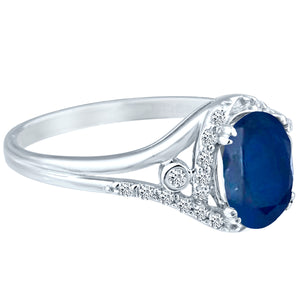 Exquisite 1.75 Carat Diffuse Sapphire Gemstone Ring with Diamonds in 14K White Gold