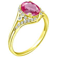 Load image into Gallery viewer, Exquisite 1.50 Carat Enhanced Pink Topaz Gemstone Ring with Diamonds in 14K Yellow Gold