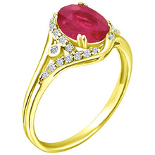 Load image into Gallery viewer, Exquisite 1.80 Carat Enhanced Ruby Gemstone Ring with Diamonds in 14K Yellow Gold