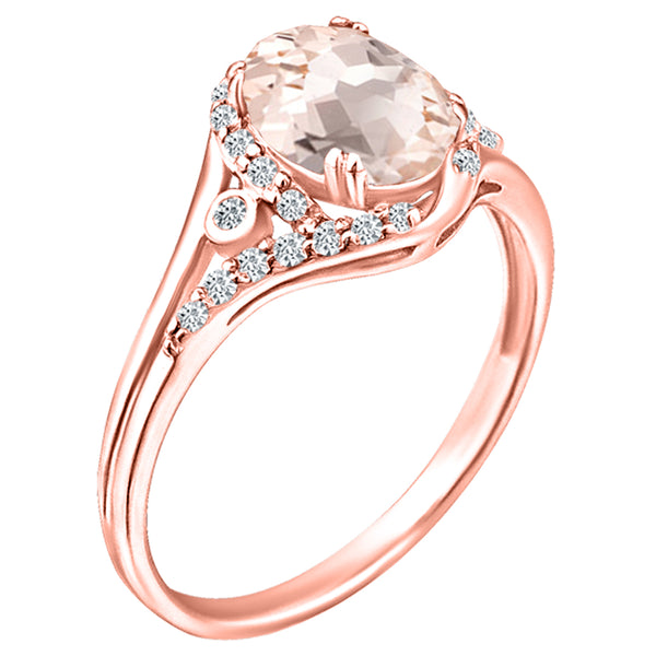 Exquisite 1.50 Carat Morganite Gemstone Ring with Diamonds in 14K Rose Gold