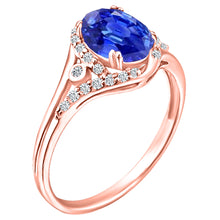 Load image into Gallery viewer, Exquisite 1.45 Carat Natural Tanzanite Gemstone Ring with Diamonds in 14K Rose Gold