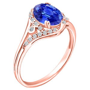 Exquisite 1.45 Carat Natural Tanzanite Gemstone Ring with Diamonds in 14K Rose Gold