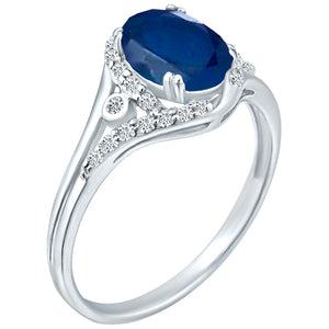 Exquisite 1.75 Carat Diffuse Sapphire Gemstone Ring with Diamonds in 14K White Gold