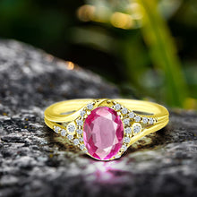 Load image into Gallery viewer, Exquisite 1.50 Carat Enhanced Pink Topaz Gemstone Ring with Diamonds in 14K Yellow Gold