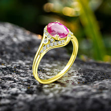 Load image into Gallery viewer, Exquisite 1.50 Carat Enhanced Pink Topaz Gemstone Ring with Diamonds in 14K Yellow Gold