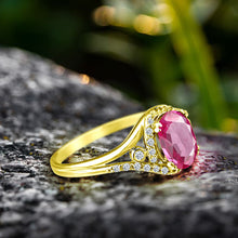 Load image into Gallery viewer, Exquisite 1.50 Carat Enhanced Pink Topaz Gemstone Ring with Diamonds in 14K Yellow Gold