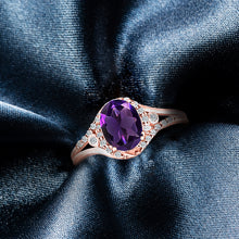 Load image into Gallery viewer, Exquisite 1.10 Carat Natural Amethyst Gemstone Ring with Diamonds in 14K Rose Gold