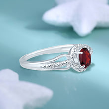 Load image into Gallery viewer, Exquisite Garnet Gemstone and Diamonds Ring in 14K White Gold