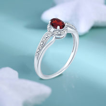 Load image into Gallery viewer, Exquisite Garnet Gemstone and Diamonds Ring in 14K White Gold