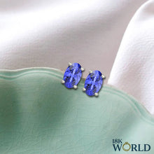 Load image into Gallery viewer, Cute natural tanzanite studs earrings in 925 sterling silver