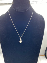 Load image into Gallery viewer, Diamonds necklaces and pear shape natural opal in 925 sterling silver