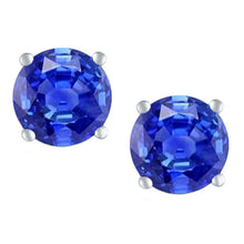 Load image into Gallery viewer, Tanzanite silver studs 5mm round shape semi-precious stone