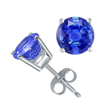 Load image into Gallery viewer, Tanzanite silver studs 5mm round shape semi-precious stone