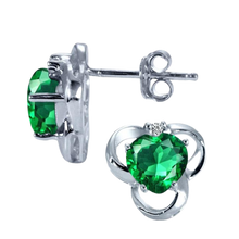 Load image into Gallery viewer, Heart Shape CR Emerald And Genuine Diamond 925 Silver Earrings