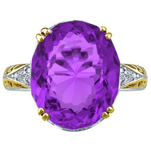 Load image into Gallery viewer, 9.00 Carat Genuine Cushion Checkerboard Amethyst Gemstone Ring in 14K White Gold