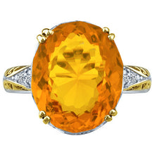 Load image into Gallery viewer, 9.79 Carat Genuine Cushion Checkerboard Citrine Gemstone Ring in 14K White Gold