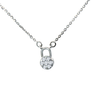 Minimalist elegant padlock diamond pendant Necklace 18-inch adjustable chain