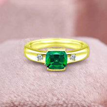 Load image into Gallery viewer, 0.77 Carat Lab Created Emerald Gemstone and diamonds Ring in 14K White Gold/YG