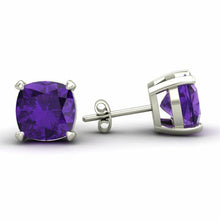 Load image into Gallery viewer, 1.65 Carat Genuine Cushion Cut Amethyst Studs Earrings in 14k White Gold