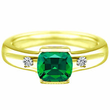 Load image into Gallery viewer, 0.77 Carat Lab Created Emerald Gemstone and diamonds Ring in 14K White Gold/YG