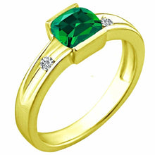 Load image into Gallery viewer, 0.77 Carat Lab Created Emerald Gemstone and diamonds Ring in 14K White Gold/YG