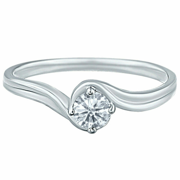 0.25 Carat Solitaire Twisted Diamond Rings in 14K White Gold