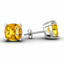 Load image into Gallery viewer, 1.60 Carat Genuine Cushion Cut Citrine Studs Earrings in 14k White Gold