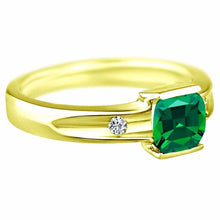 Load image into Gallery viewer, 0.77 Carat Lab Created Emerald Gemstone and diamonds Ring in 14K White Gold/YG