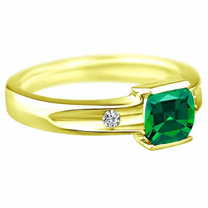 0.77 Carat Lab Created Emerald Gemstone and diamonds Ring in 14K White Gold/YG