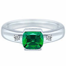 Load image into Gallery viewer, 0.77 Carat Lab Created Emerald Gemstone and diamonds Ring in 14K White Gold/YG