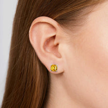 Load image into Gallery viewer, 1.60 Carat Genuine Cushion Cut Citrine Studs Earrings in 14k White Gold