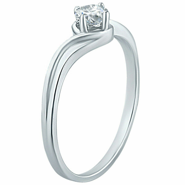 0.25 Carat Solitaire Twisted Diamond Rings in 14K White Gold