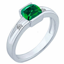 Load image into Gallery viewer, 0.77 Carat Lab Created Emerald Gemstone and diamonds Ring in 14K White Gold/YG