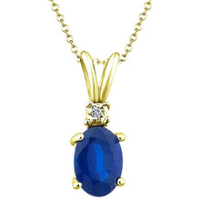 Load image into Gallery viewer, 0.53 Carat Oval Cut Sapphire Gemstone &amp; Diamond Pendants in 14K Yellow Gold