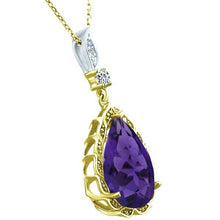 Load image into Gallery viewer, 6 ct geniune pear shape amethyst diamond and white topaz silver pendant