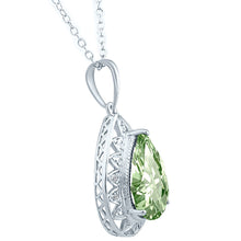 Load image into Gallery viewer, 4.54 Ct Pear Shape Green Amethyst Gemstone &amp; Diamond Pendants in 10K White Gold